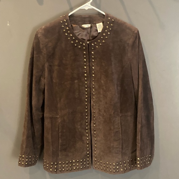 Laura Ashley embellished genuine leather lined  jacket size medium GUC - Picture 1 of 5